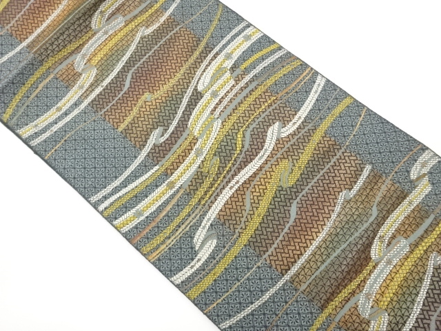 Honjo Chikuzen Hakata Hinoki Fan with Cord Pattern Woven Nagoya Obi